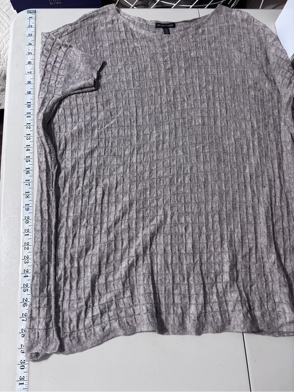 Eileen Fisher Tunic Size XL Waffle Texture Tan Brown Comfort Oversized Timeless - Picture 9 of 10